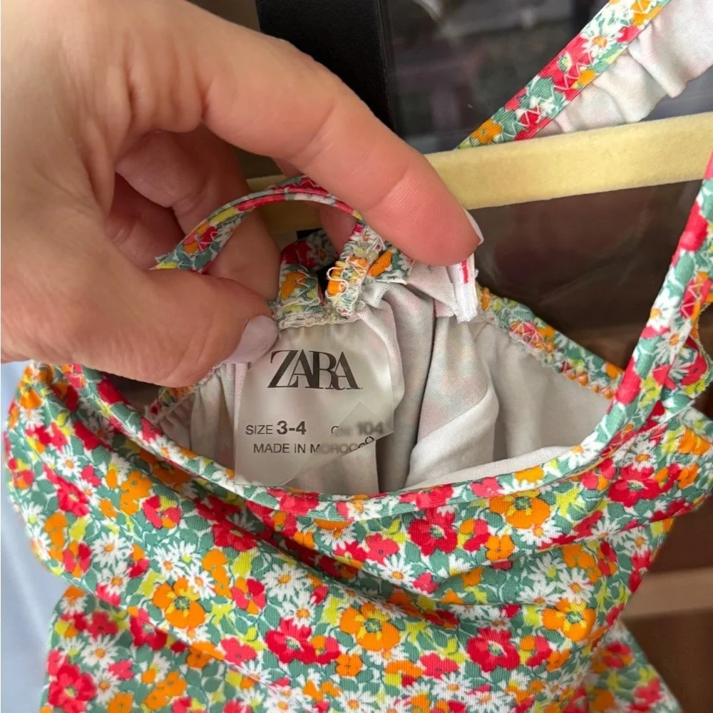 Zara Kids floral one piece swimsuit ruffle criss cross ditsy print toddler girl